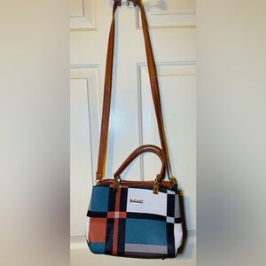 Kuoy‎ Plaid Handbags Shoulder Bag Tote Purse Messenger Satchel Tan
